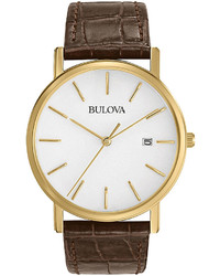 Bulova Classic Brown Leather Strap Watch 97b100