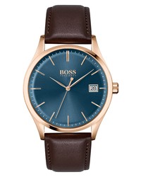 BOSS Commissioner Leather Watch