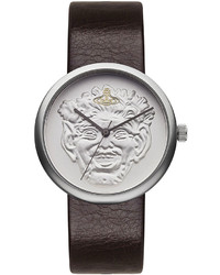 Vivienne Westwood Dark Brown Leather Silver Watch