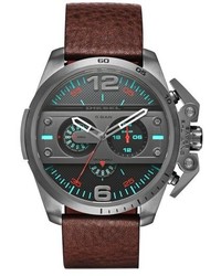Diesel Ironside Chronograph Leather Strap Watch 55mm