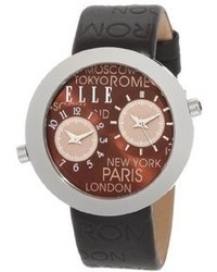 Elletime El20033s02c Dual Time Brown City Strap Watch