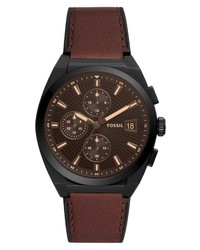 Fossil Everett Chronograph Leather Watch