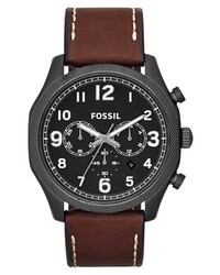 Fossil Foreman Chronograph Leather Strap Watch 45mm