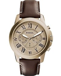 Fossil Fs5107 Grant Chronograph Leather Watch Dark Brown