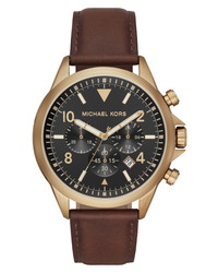 Michael Kors Gage Chronograph Leather Watch