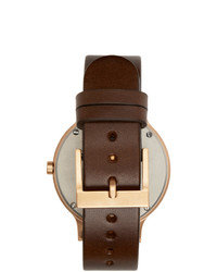 Instrmnt Gold And Brown Leather Everyday Watch