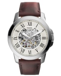 Fossil Grant Automatic Leather Strap Watch 45mm