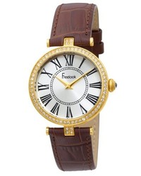 Freelook Ha1025g 2 Vendome Yellow Gold Plated Stainless Steel Case White Dial Brown Band Watch