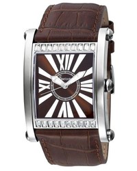 Freelook Ha7106 2 Brown Roman Numeral Dial Leather Band Watch