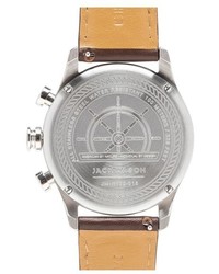 Jack Mason Nautical Chronograph Leather Strap Watch 42mm