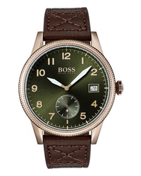 BOSS Legacy Round Leather Watch