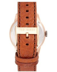 Ted Baker London Round Leather Strap Watch 41mm