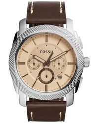 Fossil Machine Chronograph Leather Strap Watch 45mm