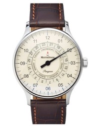 Meistersinger Panga Day Date Automatic Single Hand Leather Strap Watch 40mm