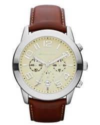 Michael Kors Michl Kors Chronograph Mahogany Leather Strap Watch 45mm Mk8292