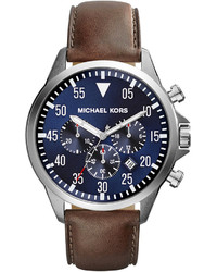 Michael Kors Michl Kors Oversize Tan Leather Gage Chronograph Watch