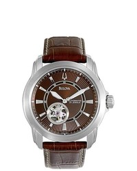 MyJewelryBox Bva Series 100 Bulova Watch In Stainless Steel With Leather Strap