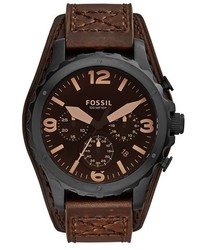 Fossil Nate Chronograph Leather Strap Watch 46mm