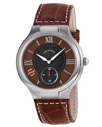 Philip Stein Teslar Philip Stein Unisex 2 Brn Asdbr Signature Stainless Steel Watch With Brown Leather Band