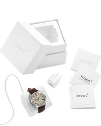 Fossil Q Grant Round Chronograph Leather Strap Smart Watch 44mm