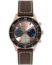 Ted Baker Rose Gold Tone Watch With Multi Color Chronograph Dial