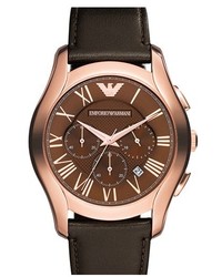 Emporio Armani Round Chronograph Leather Strap Watch 45mm