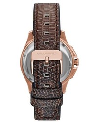 Karl Lagerfeld Round Crystal Dial Leather Strap Watch 36mm