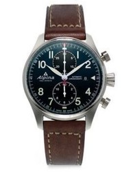 Alpina Sapphire Crystal Leather Strap Watch