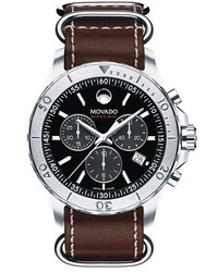 Movado Series 800 Chronograph Leather Strap Watch 42mm