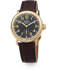 Shinola Runwell Goldtone Pvd Stainless Steel Leather Strap Watch