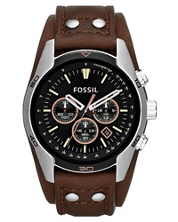 Fossil Sport Chronograph Leather Cuff Watch