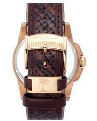 Tommy Bahama Sunland Round Woven Leather Strap Watch 435mm