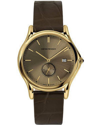 Emporio Armani Swiss Dark Brown Leather Strap Watch 40mm Ars1004