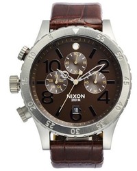 Nixon The 48 20 Chronograph Leather Strap Watch 48mm