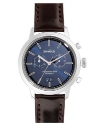 Shinola The Bedrock Chronograph Leather Strap Watch