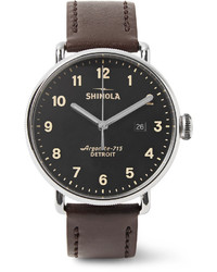Shinola The Canfield 43mm Stainless Steel And Leather Watch