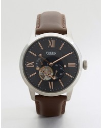 Fossil Townsman Mechanical Leather Watch In Brown