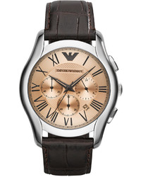 Emporio Armani Unisex Chronograph Brown Croco Leather Strap Watch 45mm Ar1785