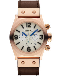 Brera Unisex Rose Gold Eterno Piccolo Leather Watch Brown