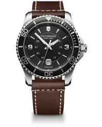Victorinox Swiss Army Maverick Stainless Steel Leather Watch
