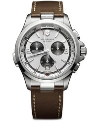 Victorinox Swiss Army Night Vision Chronograph Leather Strap Watch 43mm