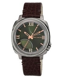 Vince Camuto Dark Brown Leather Strap Watch 44mm Vc 1003grds