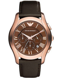 Emporio Armani Watch Chronograph Dark Brown Leather Strap 45mm Ar1701