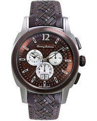 Tommy Bahama Watch Swiss Chronograph Weekender Dark Brown Woven Leather Strap 44mm Tb1245