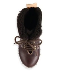 See by Chloe Clive Faux Leather Shearling Clog Wedge Booties
