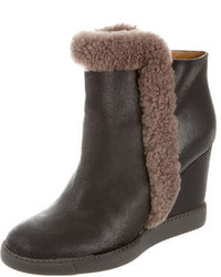 See by Chloe See By Chlo Shearling Trimmed Round Toe Ankle Boots