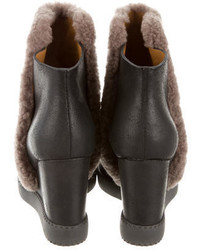 See by Chloe See By Chlo Shearling Trimmed Round Toe Ankle Boots