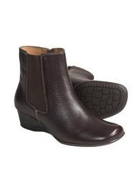 Softspots Picabo Ankle Boots Wedge Heel Brownwood Leather