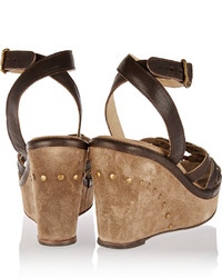 Fiorentini+Baker Fiorentini Baker Shady Leather And Suede Wedge Sandals