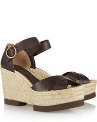 Paloma Barceló Leather Wedge Sandals